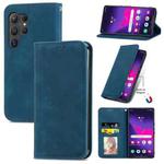 For Samsung Galaxy S25 Ultra 5G Retro Skin Feel Magnetic Leather Phone Case(Blue)