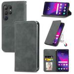 For Samsung Galaxy S25 Ultra 5G Retro Skin Feel Magnetic Leather Phone Case(Gray)