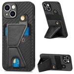 For iPhone 14 Carbon Fiber Wallet Flip Card K-shaped Holder Phone Case(Black)