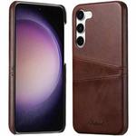 For Samsung Galaxy S23 5G teni Calf Texture Back Cover Phone Case with Card Slots(Brown)