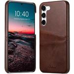 For Samsung Galaxy S24 5G teni Calf Texture Back Cover Phone Case with Card Slots(Brown)