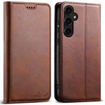 For Samsung Galaxy S23 FE 5G Suteni Calf Texture Horizontal Flip Leather Phone Case(Brown)