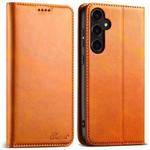 For Samsung Galaxy S25 5G Suteni Calf Texture Horizontal Flip Leather Phone Case(Khaki)