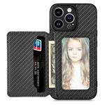 For iPhone 13 Pro Carbon Fiber Magnetic Card Bag Phone Case(Black)