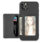 For iPhone 11 Pro Carbon Fiber Magnetic Card Bag Phone Case(Black)