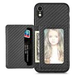 For iPhone XR Carbon Fiber Magnetic Card Bag Phone Case(Black)