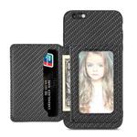 For iPhone 6 / 6s Carbon Fiber Magnetic Card Bag Phone Case(Black)