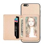 For iPhone 6 / 6s Carbon Fiber Magnetic Card Bag Phone Case(Khaki)
