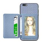 For iPhone 6 Plus / 6s Plus Carbon Fiber Magnetic Card Bag Phone Case(Blue)