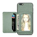 For iPhone 6 Plus / 6s Plus Carbon Fiber Magnetic Card Bag Phone Case(Green)