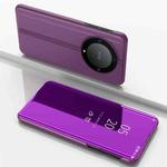 For Honor Magic 5 Lite Plated Mirror Horizontal Flip Leather Case with Holder(Purple)