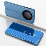 For Honor X9A Plated Mirror Horizontal Flip Leather Case with Holder(Blue)