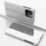 For Xiaomi Redmi 12C Plated Mirror Horizontal Flip Leather Case with Holder(Silver)