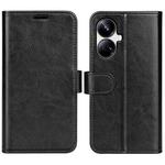 For Realme 10 Pro+ R64 Texture Horizontal Flip Leather Phone Case(Black)