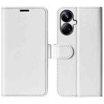 For Realme 10 Pro+ R64 Texture Horizontal Flip Leather Phone Case(White)