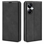 For Realme 10 Pro+ Retro-skin Magnetic Suction Leather Phone Case(Black)