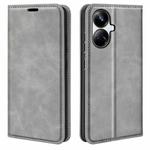 For Realme 10 Pro+ Retro-skin Magnetic Suction Leather Phone Case(Grey)