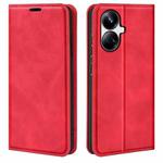 For Realme 10 Pro+ Retro-skin Magnetic Suction Leather Phone Case(Red)