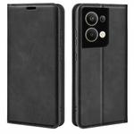 For OPPO Reno9 Pro+ Retro-skin Magnetic Suction Leather Phone Case(Black)