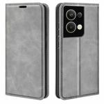 For OPPO Reno9 Pro+ Retro-skin Magnetic Suction Leather Phone Case(Grey)