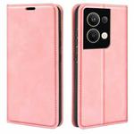 For OPPO Reno9 Pro+ Retro-skin Magnetic Suction Leather Phone Case(Pink)