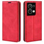 For OPPO Reno9 Pro+ Retro-skin Magnetic Suction Leather Phone Case(Red)