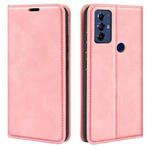 For Motorola Moto G Play 2023 Retro-skin Magnetic Suction Leather Phone Case(Pink)