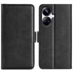 For Realme 10 Pro+ Dual-side Magnetic Buckle Horizontal Flip Leather Phone Case(Black)