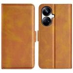 For Realme 10 Pro+ Dual-side Magnetic Buckle Horizontal Flip Leather Phone Case(Yellow)