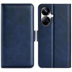 For Realme 10 Pro+ Dual-side Magnetic Buckle Horizontal Flip Leather Phone Case(Dark Blue)