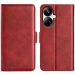 For Realme 10 Pro+ Dual-side Magnetic Buckle Horizontal Flip Leather Phone Case(Red)