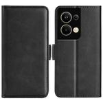 For OPPO Reno 9 Pro Plus Dual-side Magnetic Buckle Horizontal Flip Leather Phone Case(Black)