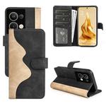 For OPPO Reno 9 Pro+ Stitching Horizontal Flip Leather Phone Case(Black)