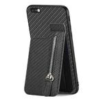 For iPhone 6 / 6s Carbon Fiber Vertical Flip Zipper Phone Case(Black)