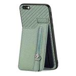 For iPhone 6 / 6s Carbon Fiber Vertical Flip Zipper Phone Case(Green)