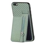 For iPhone 6 Plus / 6s Plus Carbon Fiber Vertical Flip Zipper Phone Case(Green)