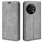 For OnePlus 11  Retro-skin Magnetic Suction Leather Phone Case(Grey)