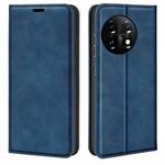 For OnePlus 11  Retro-skin Magnetic Suction Leather Phone Case(Dark Blue)