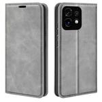 For Motorola Moto X40 Retro-skin  Magnetic Suction Leather Phone Case(Grey)