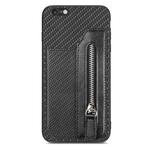 For iPhone 6 Plus / 6s Plus Carbon Fiber Horizontal Flip Zipper Wallet Phone Case(Black)