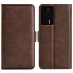 For Xiaomi Redmi K60E Dual-side Magnetic Buckle Horizontal Flip Leather Phone Case(Brown)