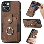 For iPhone 13 mini Retro Skin-feel Ring Card Wallet Phone Case(Brown)