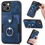 For iPhone 11 Pro Retro Skin-feel Ring Card Wallet Phone Case(Blue)