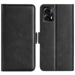 For Motorola Moto E13 Dual-side Magnetic Buckle Horizontal Flip Leather Phone Case(Black)