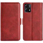 For Motorola Moto E13 Dual-side Magnetic Buckle Horizontal Flip Leather Phone Case(Red)