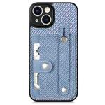 For iPhone 14 Wristband Kickstand Card Wallet Back Cover Phone Case with Tool Knife(Blue)