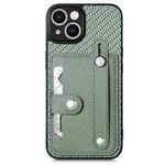 For iPhone 14 Wristband Kickstand Card Wallet Back Cover Phone Case with Tool Knife(Green)