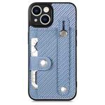 For iPhone 13 mini Wristband Kickstand Card Wallet Back Cover Phone Case with Tool Knife(Blue)