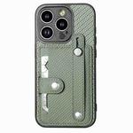 For iPhone 13 Pro Max Wristband Kickstand Card Wallet Back Cover Phone Case with Tool Knife(Green)