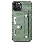 For iPhone 12 Pro Wristband Kickstand Card Wallet Back Cover Phone Case with Tool Knife(Green)